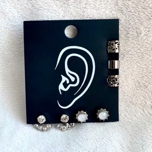 Silver Stud Earrings and Ear Cuffs